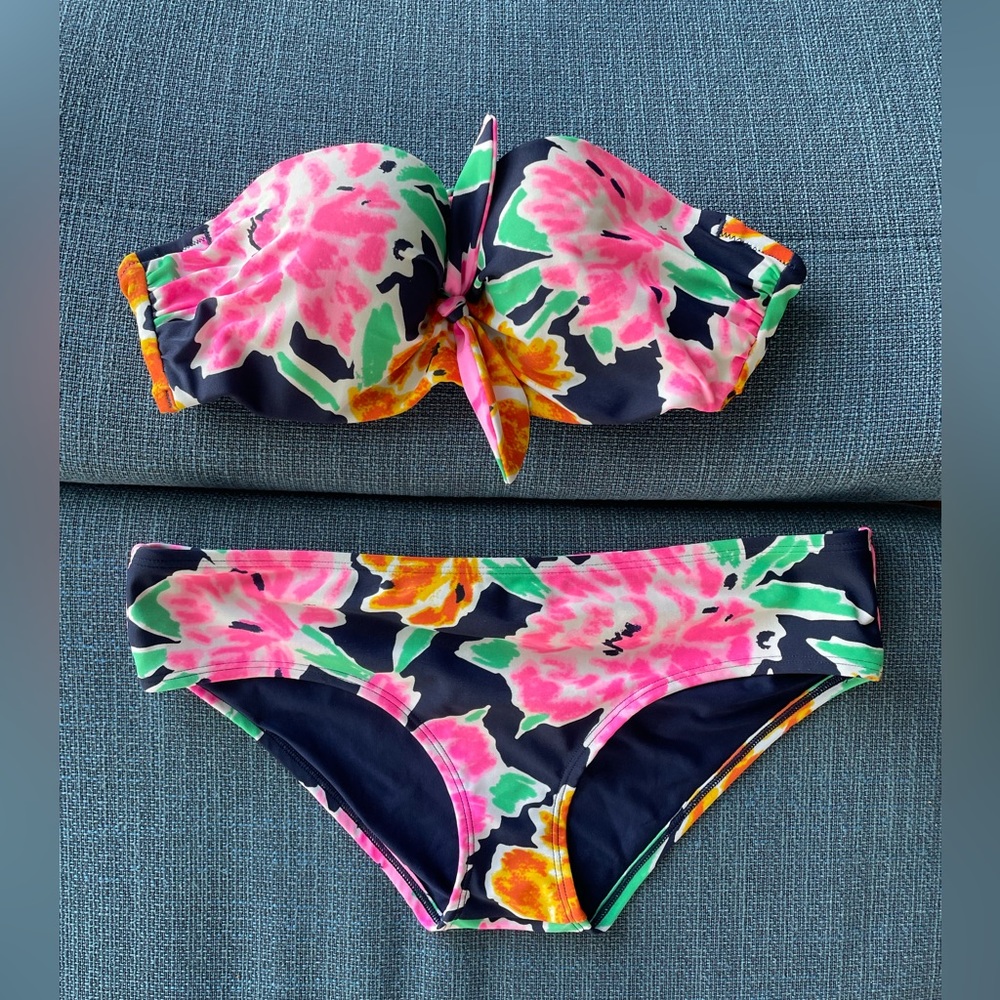 Aerie Strapless Floral Bikini